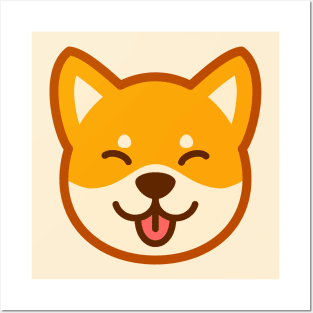 Gold Shiba: Eyes closed tongue Posters and Art